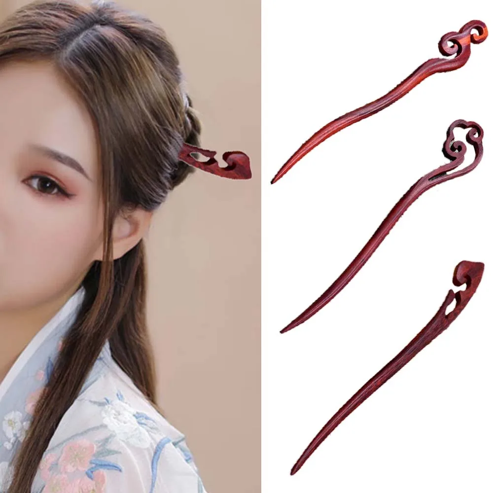 Деревянная резная шпилька для волос ручной работы палочка женская заколка в