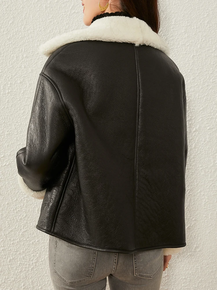 

Winter 2020 Merino Sheepskin wool one woman short fashion suit Lapel Lamb Fur grass coat trend