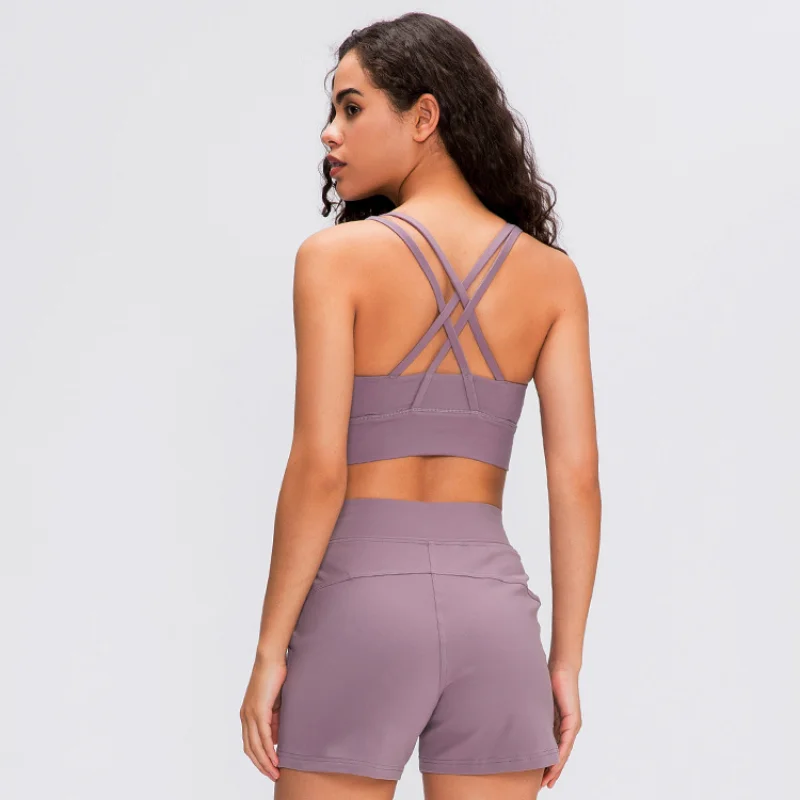 

Push Up Fitness Sport Bra Back Cross Padded Workout Crop Top Breathable Wireless Yoga Gym Vest