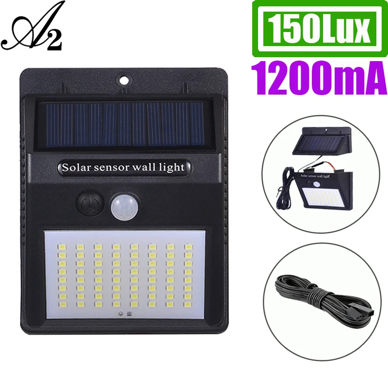 Светодиодный светильник на солнечной батарее A2 уличный с ИК датчиком 80