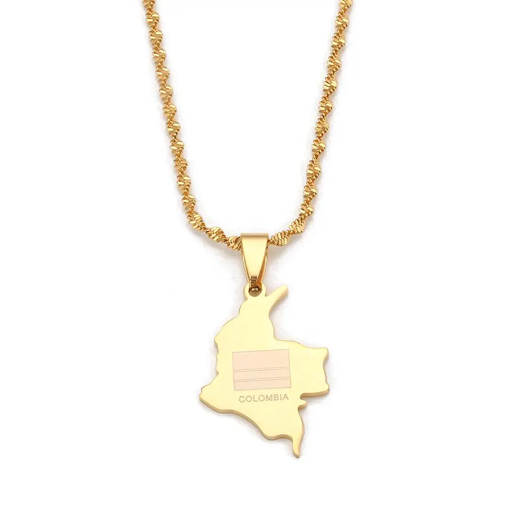 Ожерелье из нержавеющей стали с кулоном в виде карты карта ювелирные изделия на
