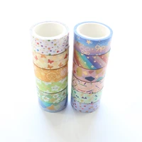 domikee 12 rolls cute candy gold foil scrapbooking journal diary decoration diy washi paper masking tape set stationery 15mm3m