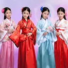 Традиционные китайские танцевальные костюмы для девочек, костюм с юбкой и надписью Qing Court Tang, платье Чонсам династии для женщин, праздвечерние чный новогодний костюм, 100-180 см