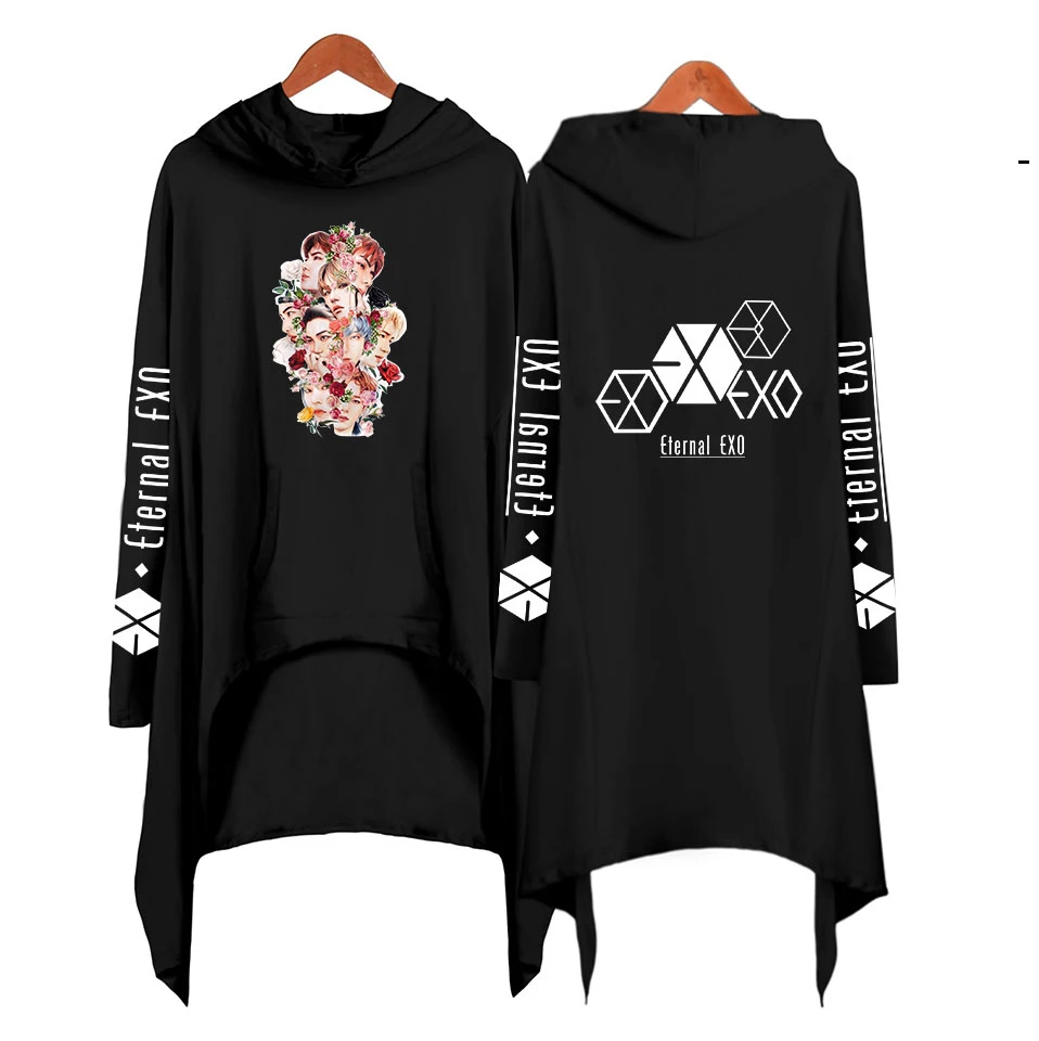 Cool EXO Ablum/длинные толстовки с буквенным принтом для женщин свитшоты женские топы