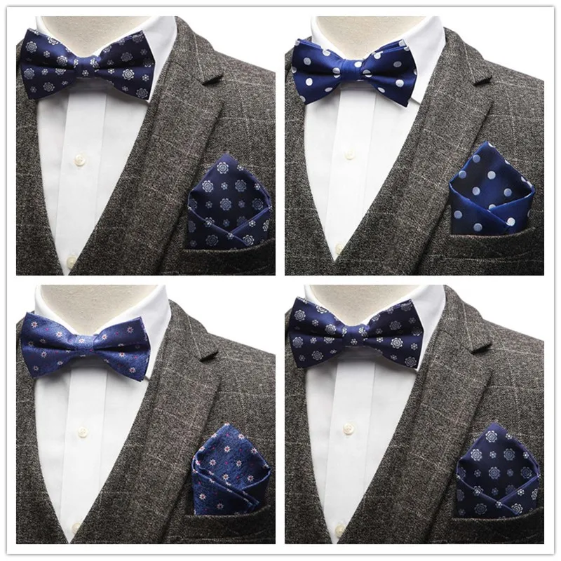 

Mens Bowtie Handkerchief Set Luxury Adjustable Man Vintage Printed Bows Tie butterflies Squares For business Wedding Party