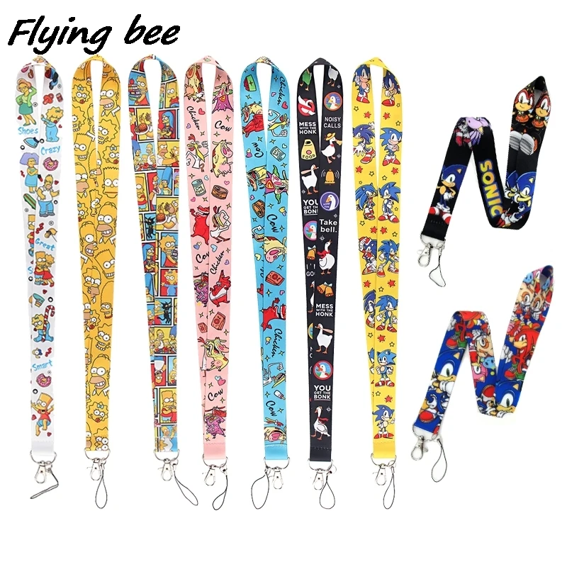 

20pcs/lot Cartoon Chicken And Cow Goose Cool Boy Key Chain Lanyard Neck Strap For USB Badge Holder DIY Hang Rope X1173