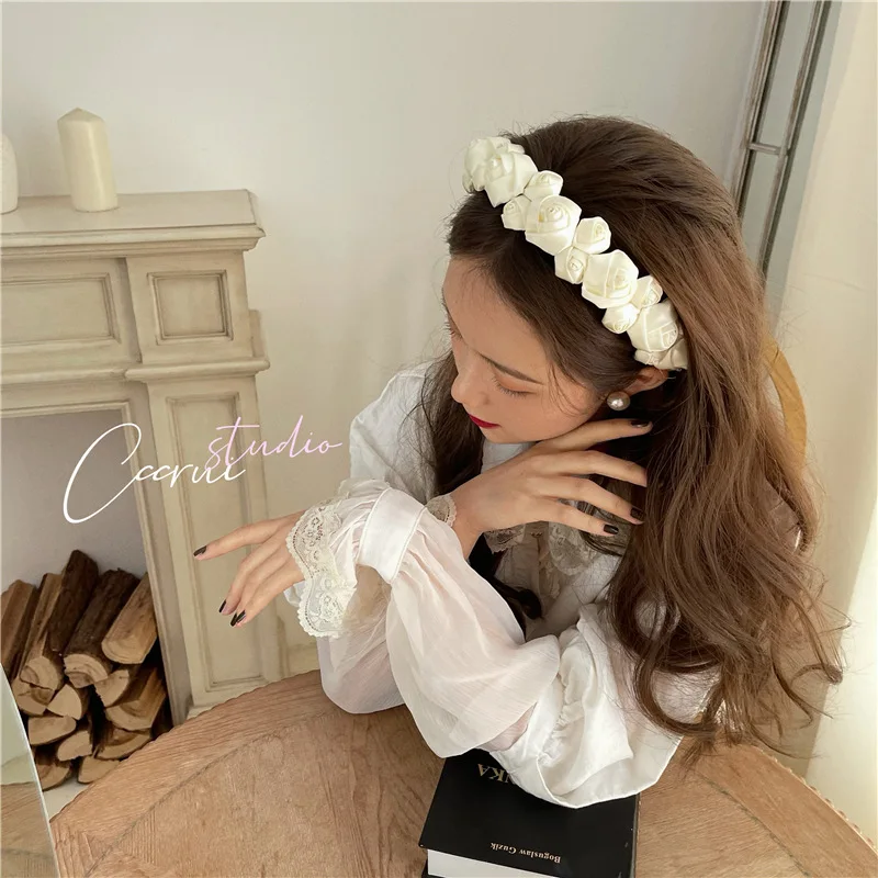 Женский обруч для волос элегантный белый с цветами розы свадебный аксессуар 2021| |