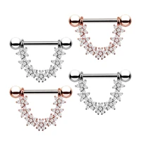 2pc stainless steel crystal nipple piercing bar tongue piercing barbellrose gold nipple piercing jewelrytongue ring