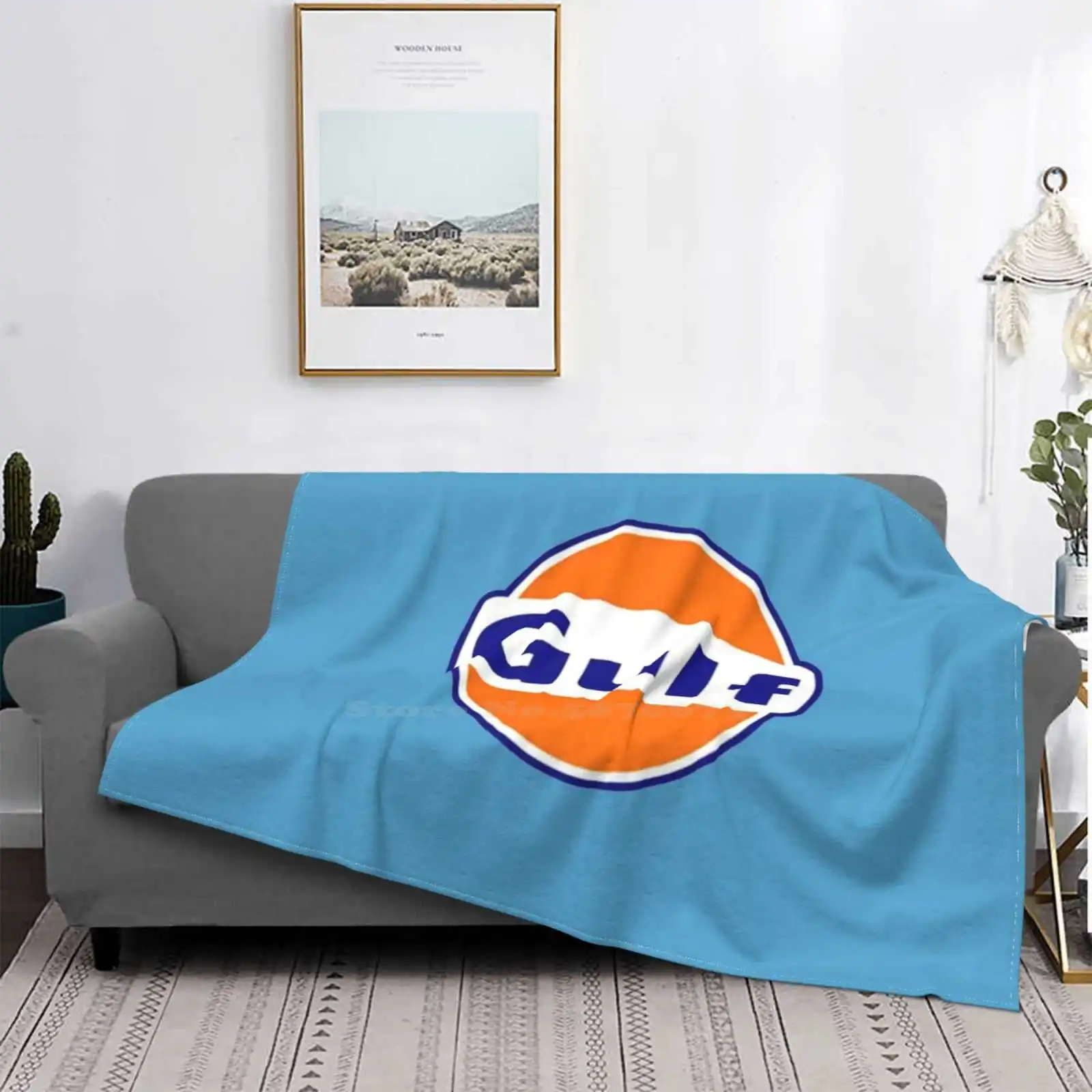 

Gulf-Manta de aire acondicionado con logotipo más vendido, manta portátil de viaje, para carreras, Motor Retro, motodeporte, Pet