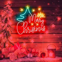 Custom Merry Christmas Neon Sign Decoration Led Light Happy New Year Party For Home Bedroom Aesthetics Decor Personalized Lamp