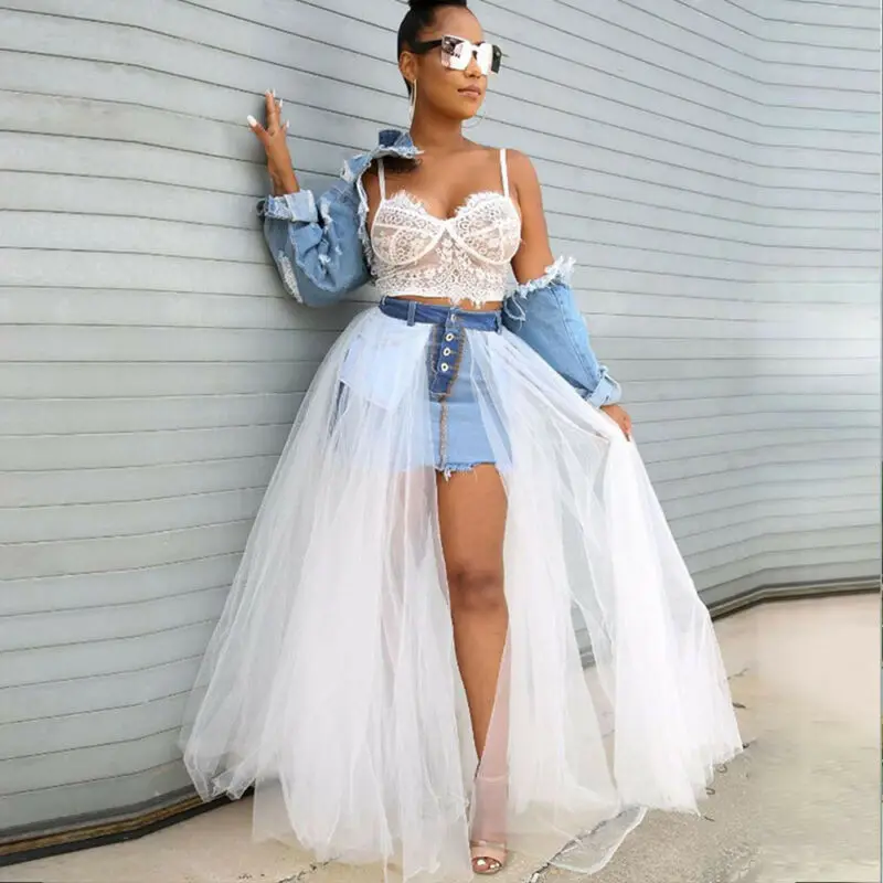 Женская фатиновая юбка-пачка макси белая черная Универсальная с эластичным