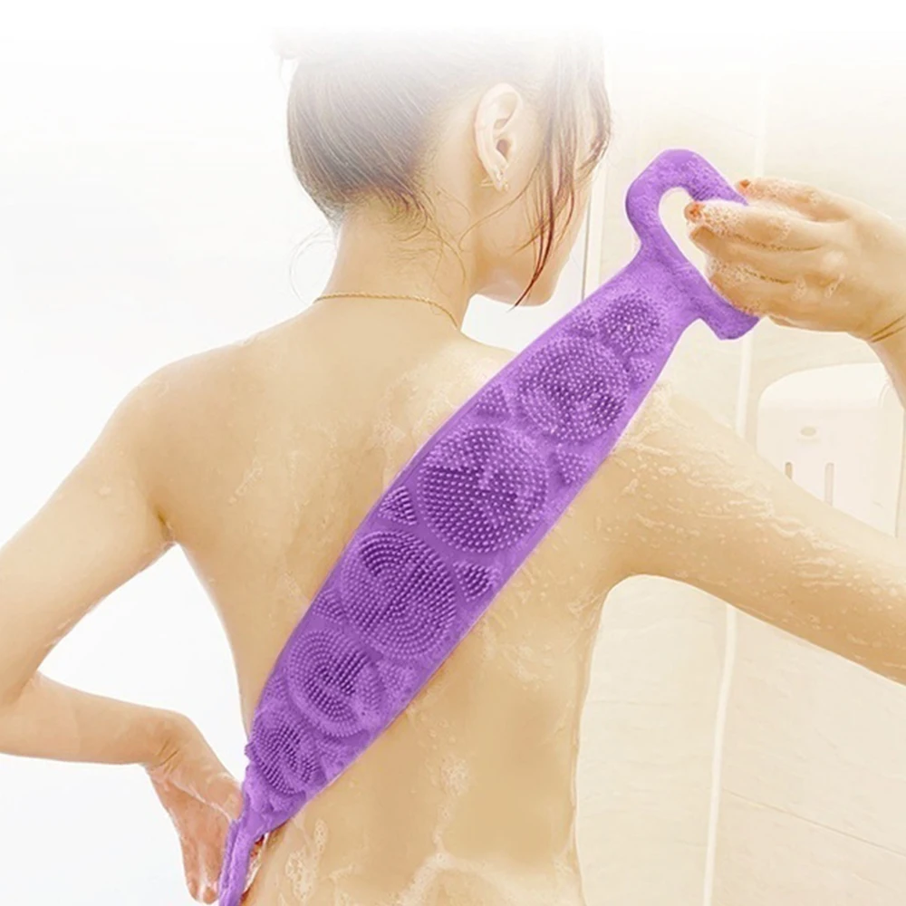 

New Style Clean Skin Brushes Extended Scrubber Body Wash Rub Back 4 Colors 2 Sizes Double-Sided Silicone Strong Exfoliating