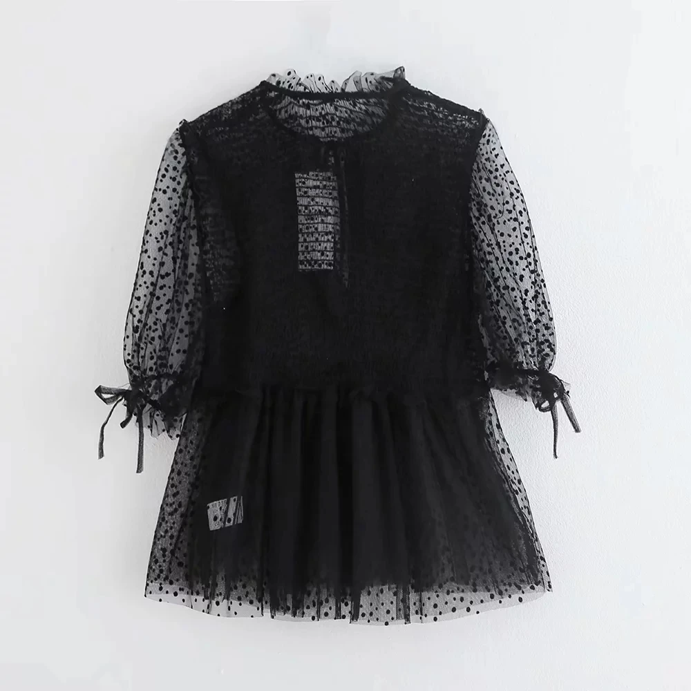 Увядшие blusas mujer de moda Англия Стиль горошек Марля Перспектива рубашка-кимоно блузка женские топы и блузки