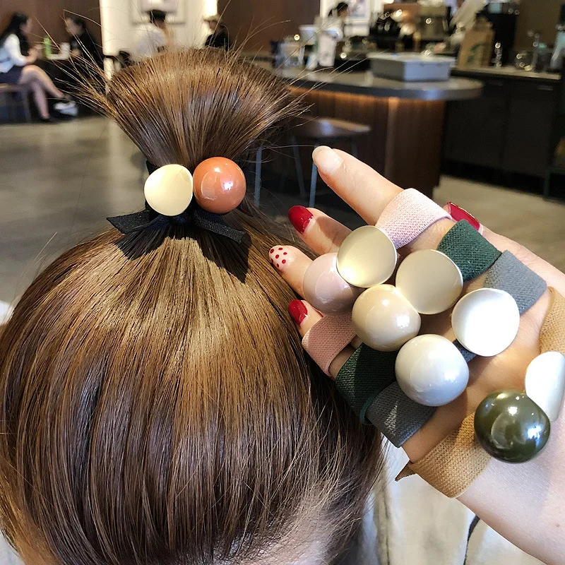 

Gomas elasticas para el pelo de estilo coreano para nina y mujer, gomas para el pelo de Metal de Color ancho, accesorios para