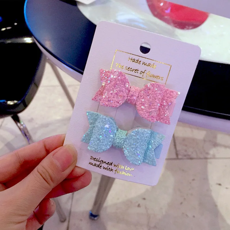 2 шт./компл. милые мини заколки для волос маленьких девочек двухслойные блестящие