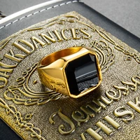 trendy and fashionable stainless steel mens ring simple and wide glass stone jewelry the new listing