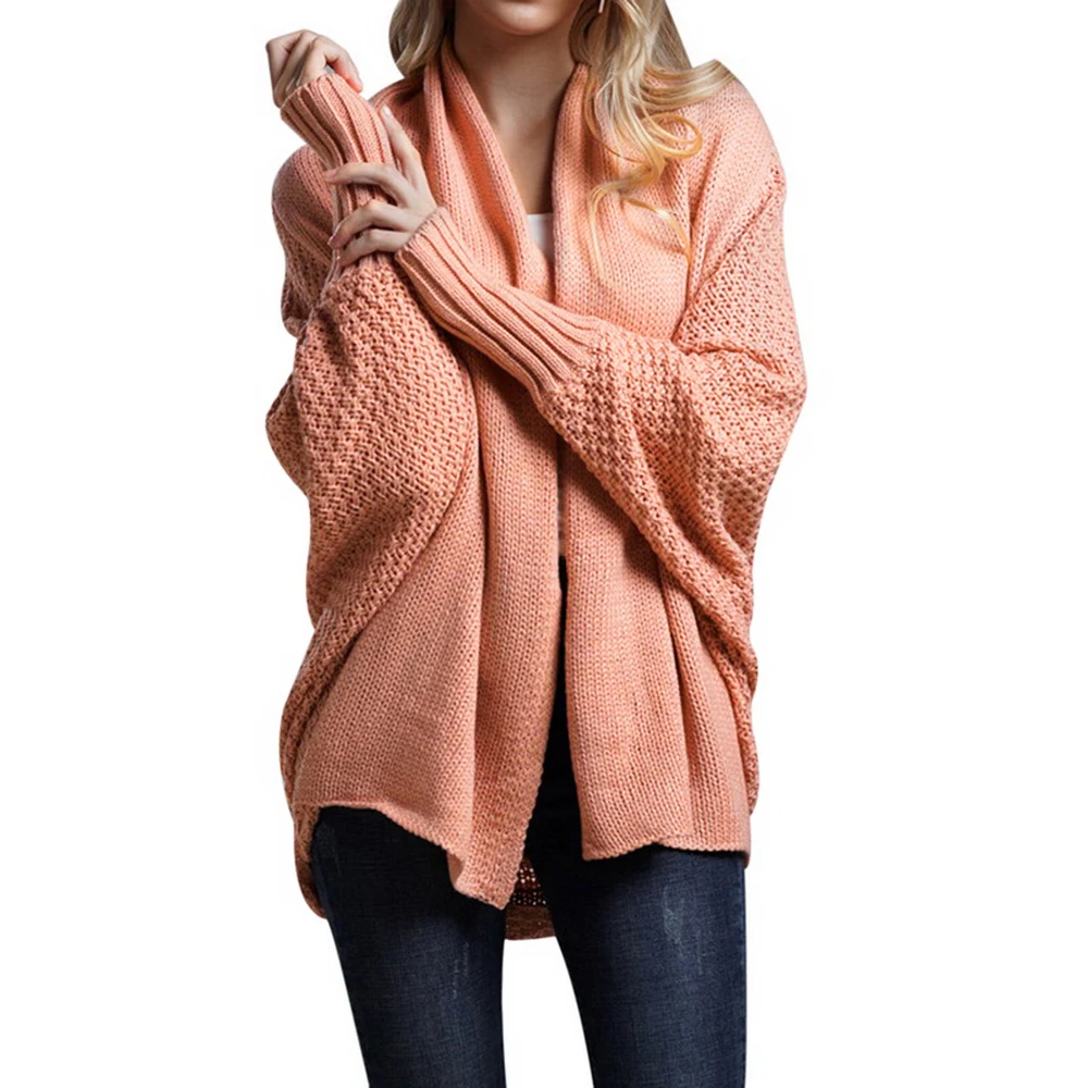 Style 4 Pink Осенний женский длинный кардиган, Однотонный свитер с капюшоном, длинное пальто, зимнее женское вязаное пальто размера плюс 5XL, повседневная трикотажная одежда - Цвет: Style 4 Pink