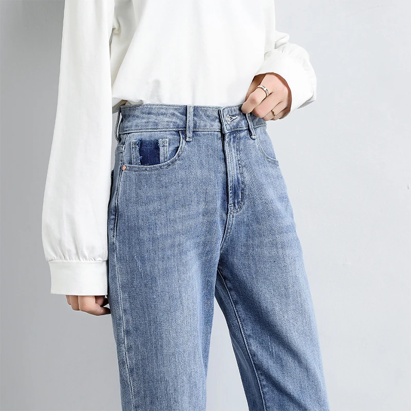

Ladies Denim Trousers Classic Vintage High Waist Loose Summer Women Clothing Trend Street Hip-hop Straight Blue Pants For Girl