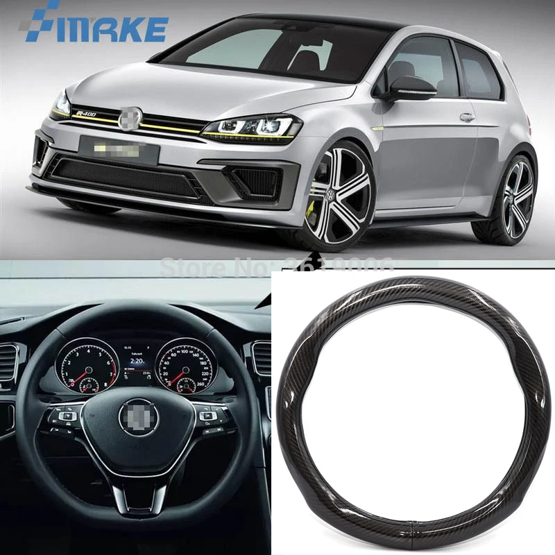 

Автомобильные аксессуары smRKE для VOLKSWAGEN VW Golf, черная кожаная крышка рулевого колеса из углеродного волокна, спортивный гоночный автомобиль, ...
