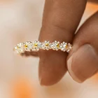 Милые маленькие кольца с цветком маргаритки для женщин и девушек серебряного цвета геометрические регулируемые Открытые Кольца для пальцев