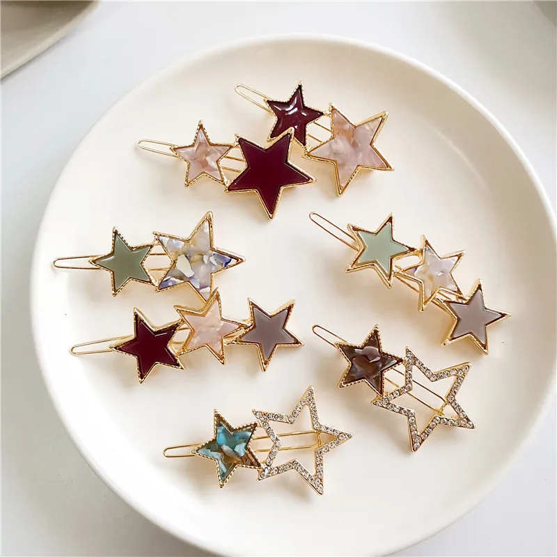 Заколки для волос женские металлические со звездами в Корейском стиле