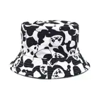 Панама Мужская, женская, мужская, летняя, двусторонняя, с рисунком коровы, панды, складная, шапки для рыбаков