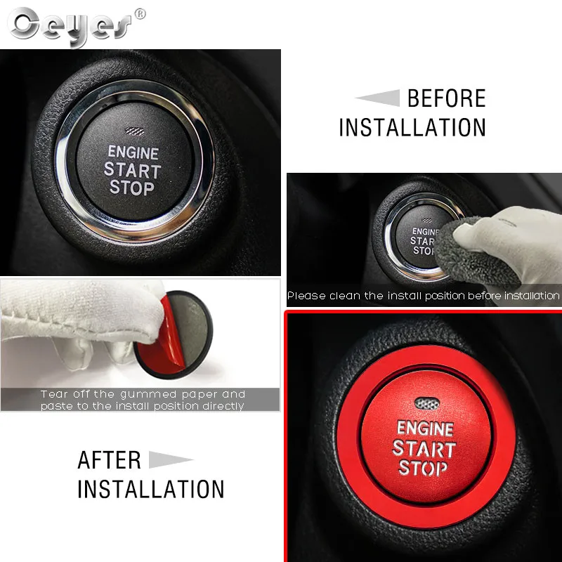 

Car Start Stop Engine Ignition Push Button Ring Cover For Subaru Forester Outback Lexus Toyota Styling Sticker Accessories