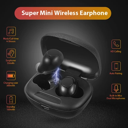 Мини 5,0 Беспроводные наушники с глубоким басом, беспроводные Bluetooth наушники, спортивные наушники-вкладыши для Xiaomi samsung iphone