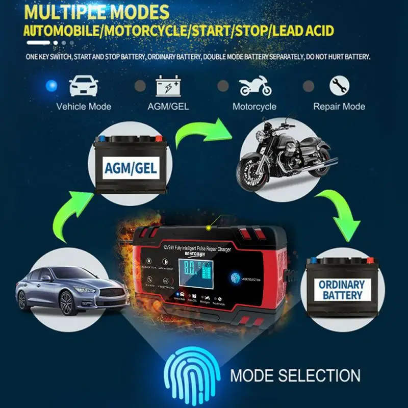 Полностью автоматическое автомобильное зарядное устройство для аккумуляторов 12