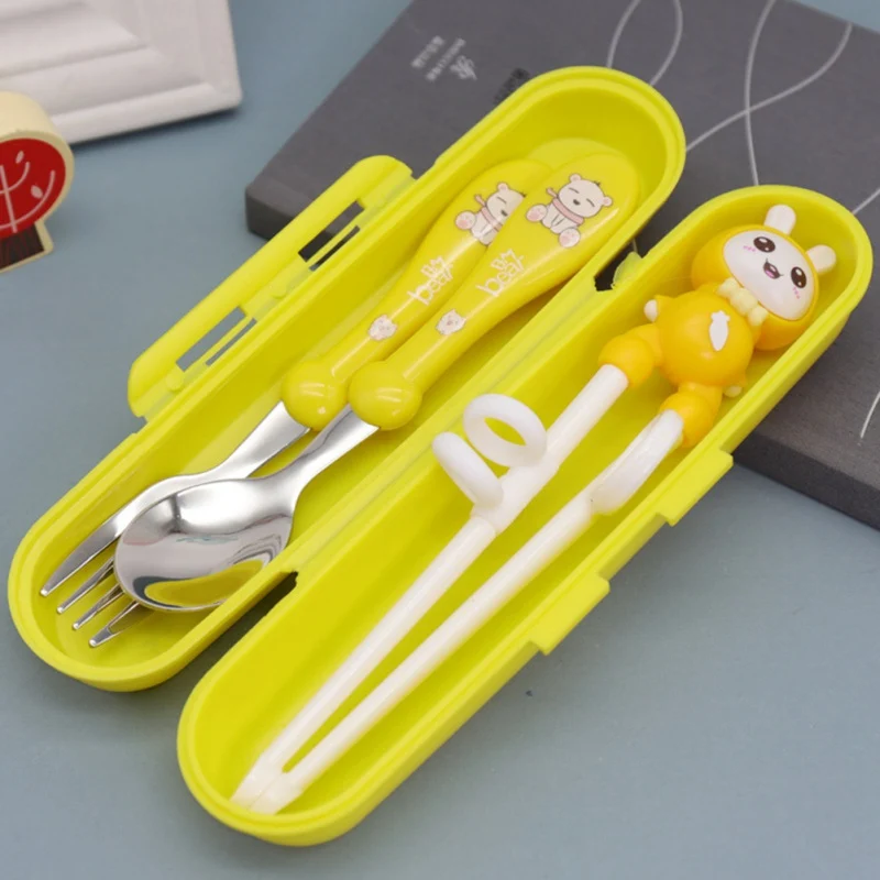 

Baby Tableware Set Child Utensil Stainless Steel Toddler Dinnerware Cutlery Cartoon Infant Food Feeding Spoon Fork