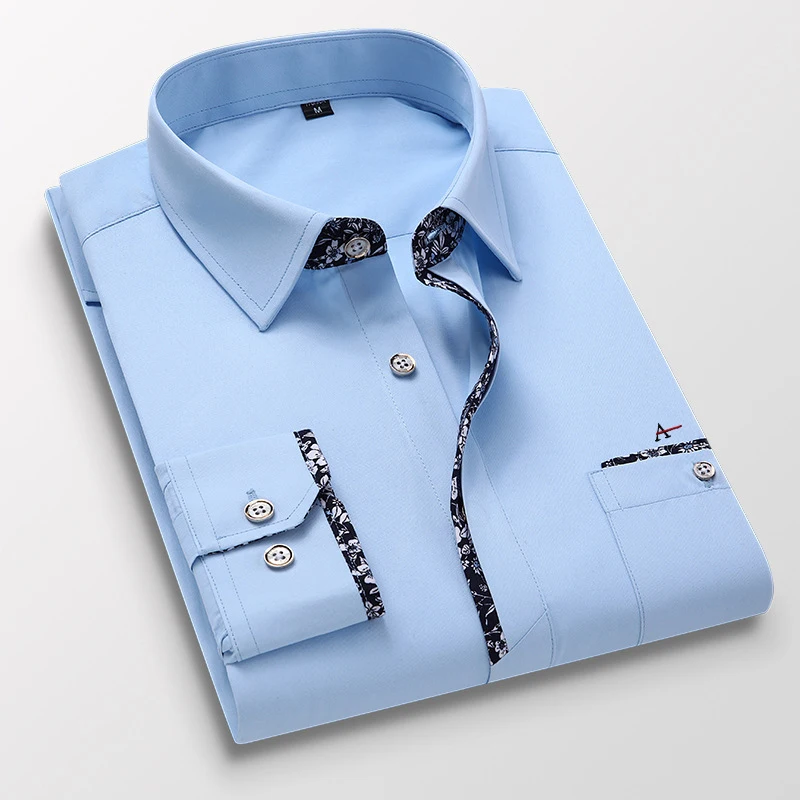 2020 New Brand Men Shirts Cotton Fashion Long Sleeve Casual Shirt Tops Floral Print Embroidery Dress Men Blouses  aramy camisate