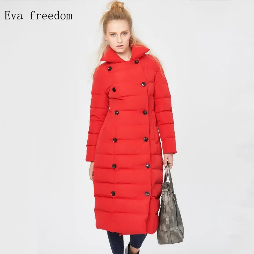 

Wholesale X-long fluffy 90% duck down coat winter Balmaied double-breasted duck down jacket longer thicker warm coat w1215