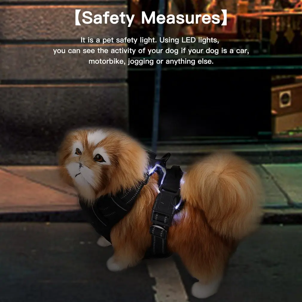 Черный сверхпрочный Мягкий регулируемый светодиодный шейник для собак с