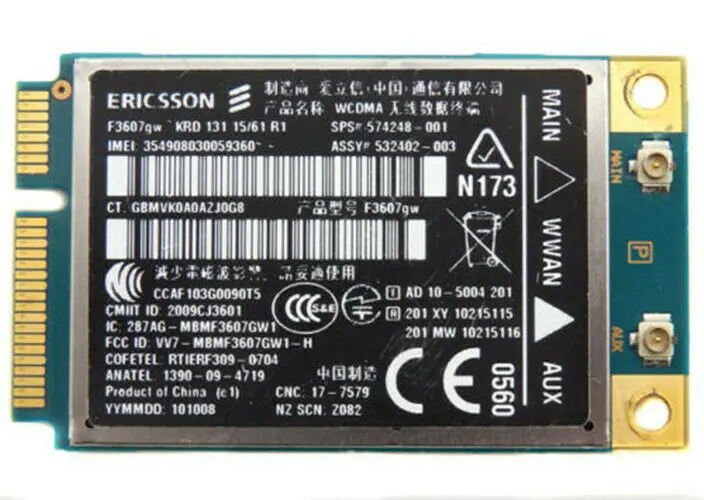 

Для HP Ericsson F3607gw WCDMA 3G GPS WWAN Mini PCI-E Card 2540p 8740w Series