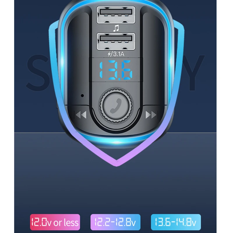 Автомобильный музыкальный MP3 с апертурой дышащий свет синий EQ MP3-плеер Bluetooth