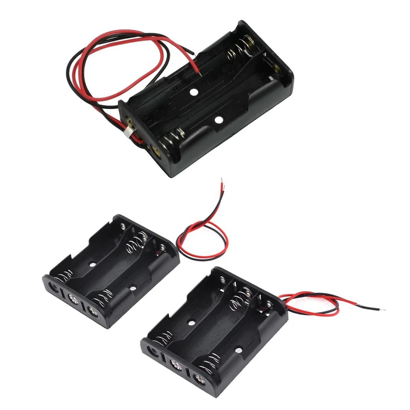 3 шт. Пластик Батарея батарейного ящика: 2 предмета черный красный кабель 3x1 5 V AA