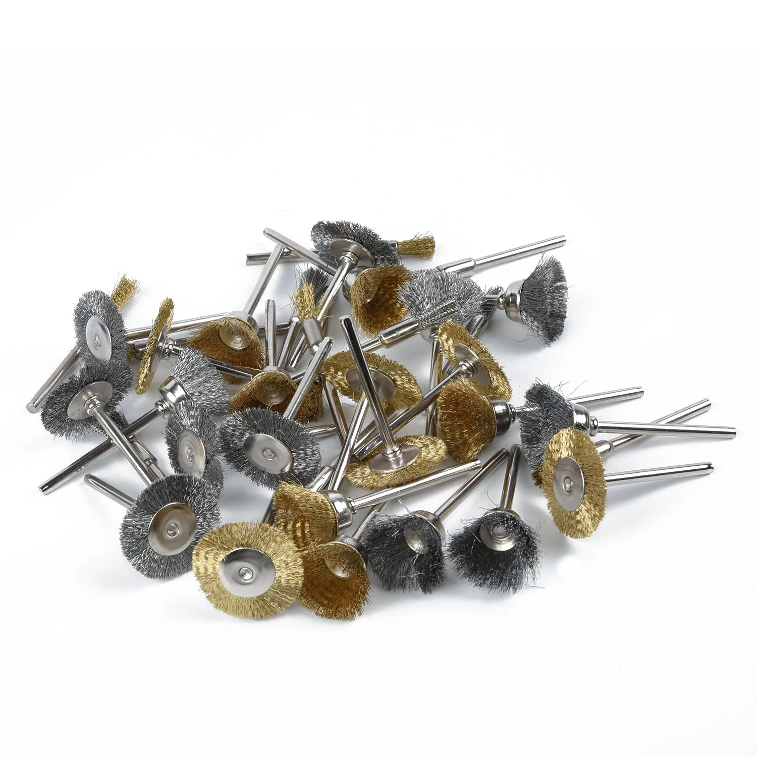 

36X Wire Steel Brass Brushes Polishing Brush Wheels Set For Rotary Replacement