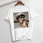 Женская футболка в стиле Харадзюку, новая летняя повседневная футболка большого размера с коротким рукавом, модная женская футболка с забавным принтом Давида Микеланджело