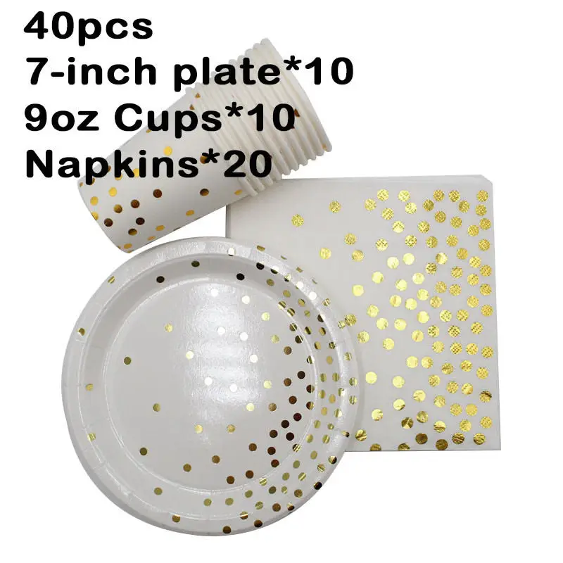 Set 1 40pcs 10 шт Свадебные украшения одноразовая посуда бумажные соломинки тарелки салфетки для стаканчиков детский душ День Рождения Декор предметы для вечеринки, сувениры - Цвет: Set 1 40pcs