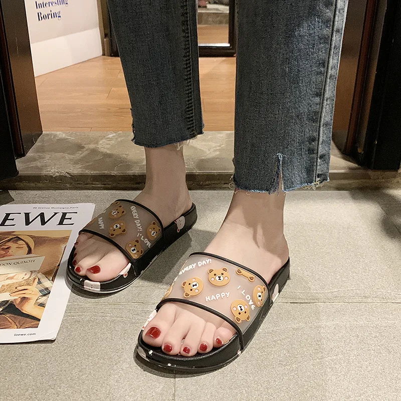 2022 Summer Shoes Women Slippers Sandals Cartoon Bear Soft Flat Antiskid Slides Home Shoes Woman Chaussure Femme sandalias mujer