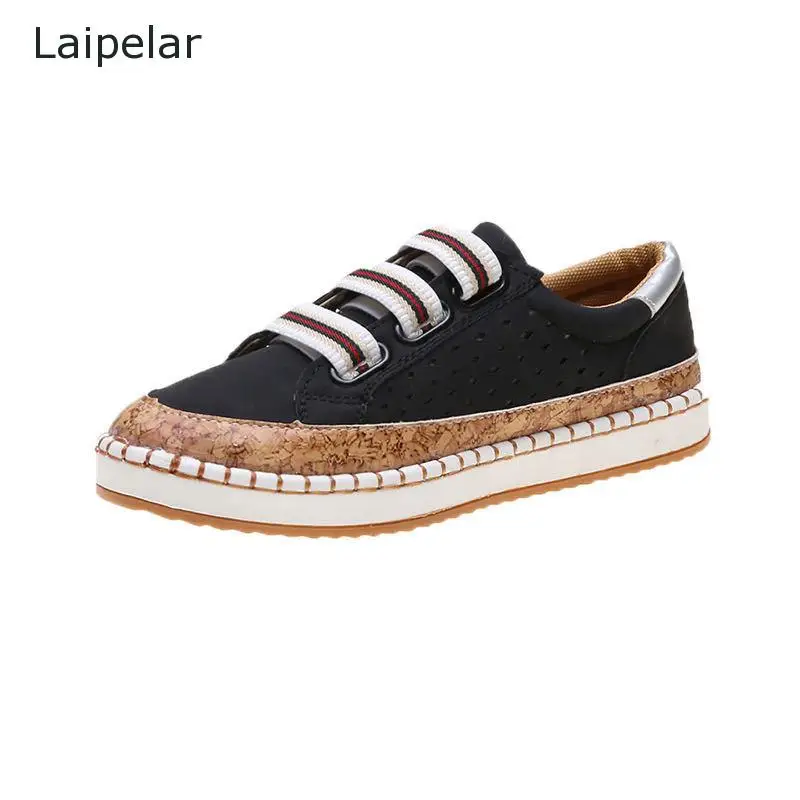 

Large Size 35-43 Women's Flat Sneakers Spring and Autumn New Casual Sports Hollow Elastic Band Flat Shoes Breathable Non-Slip