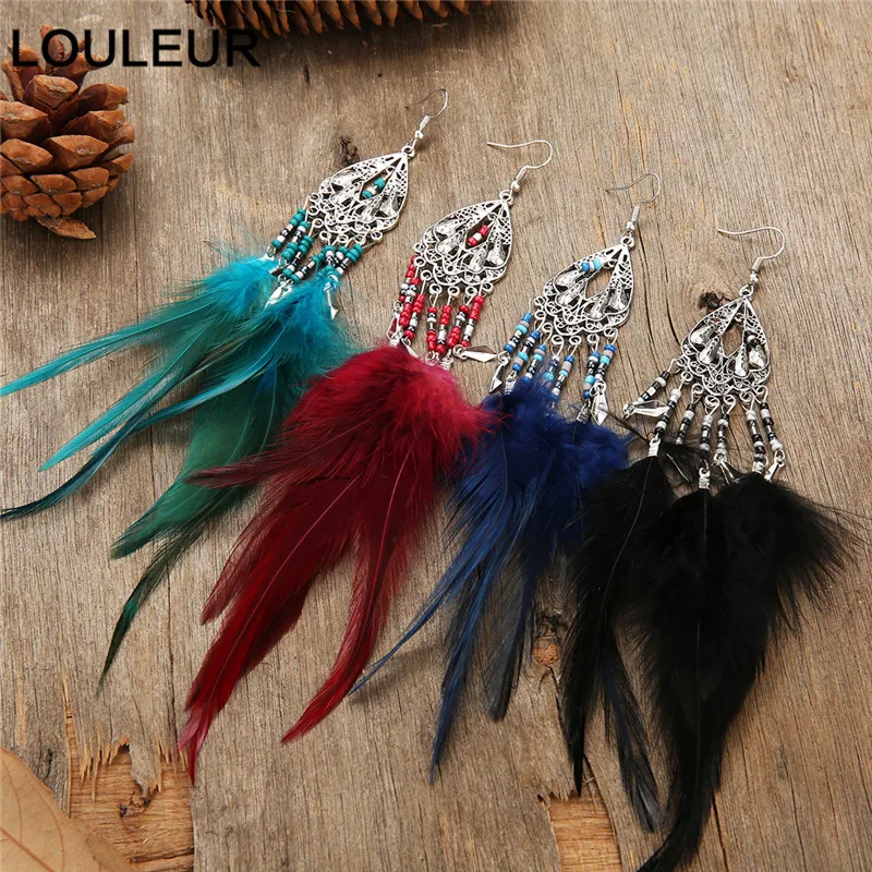 

Long fringed Vintage water drops beaded earrings temperament wild earrings super fairy earrings female Boho Indian Jewelry