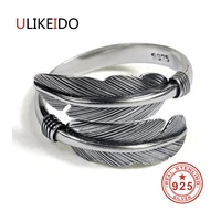 feather rings 100 real 925 sterling silver fine jewelry for women and men vintage japan goros takahashi thailand hiphop style