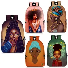 cartoon brown girls print backpack for teenage afro girl children school bags women rucksack laptop backpack bookbag kid daypack