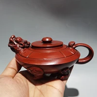 6chinese yixing zisha pottery hand carved dragon turtle pot kettle raw ore red mud teapot pot tea make