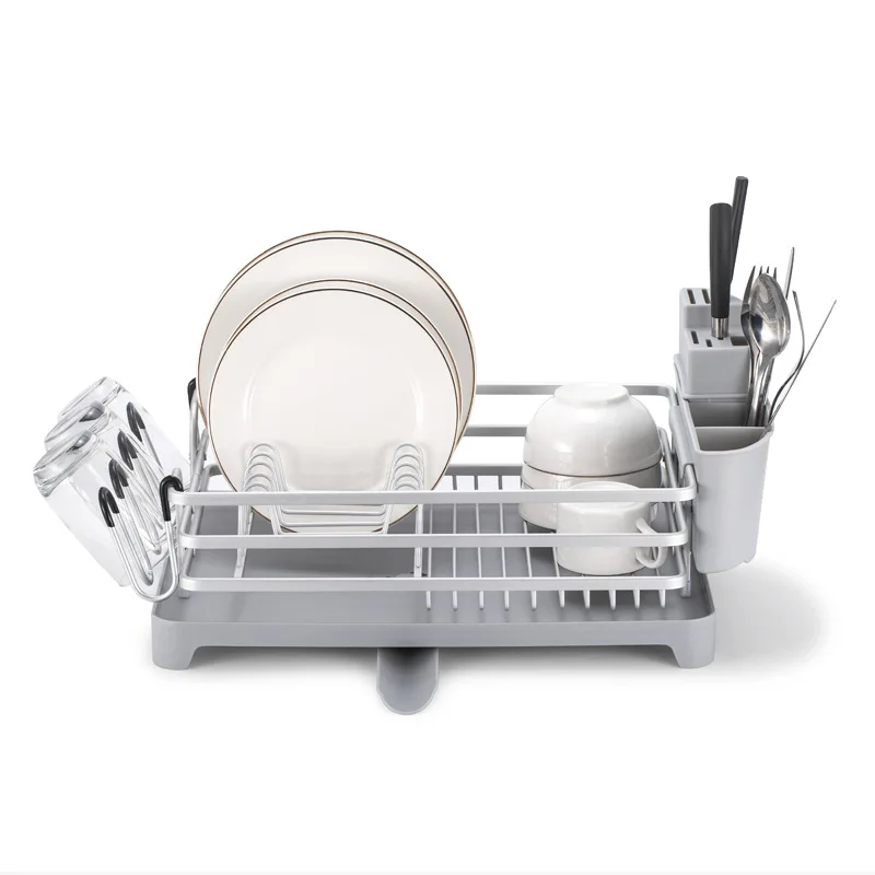 Серебристая алюминиевая кухонная сушилка для посуды держатель слива ножей