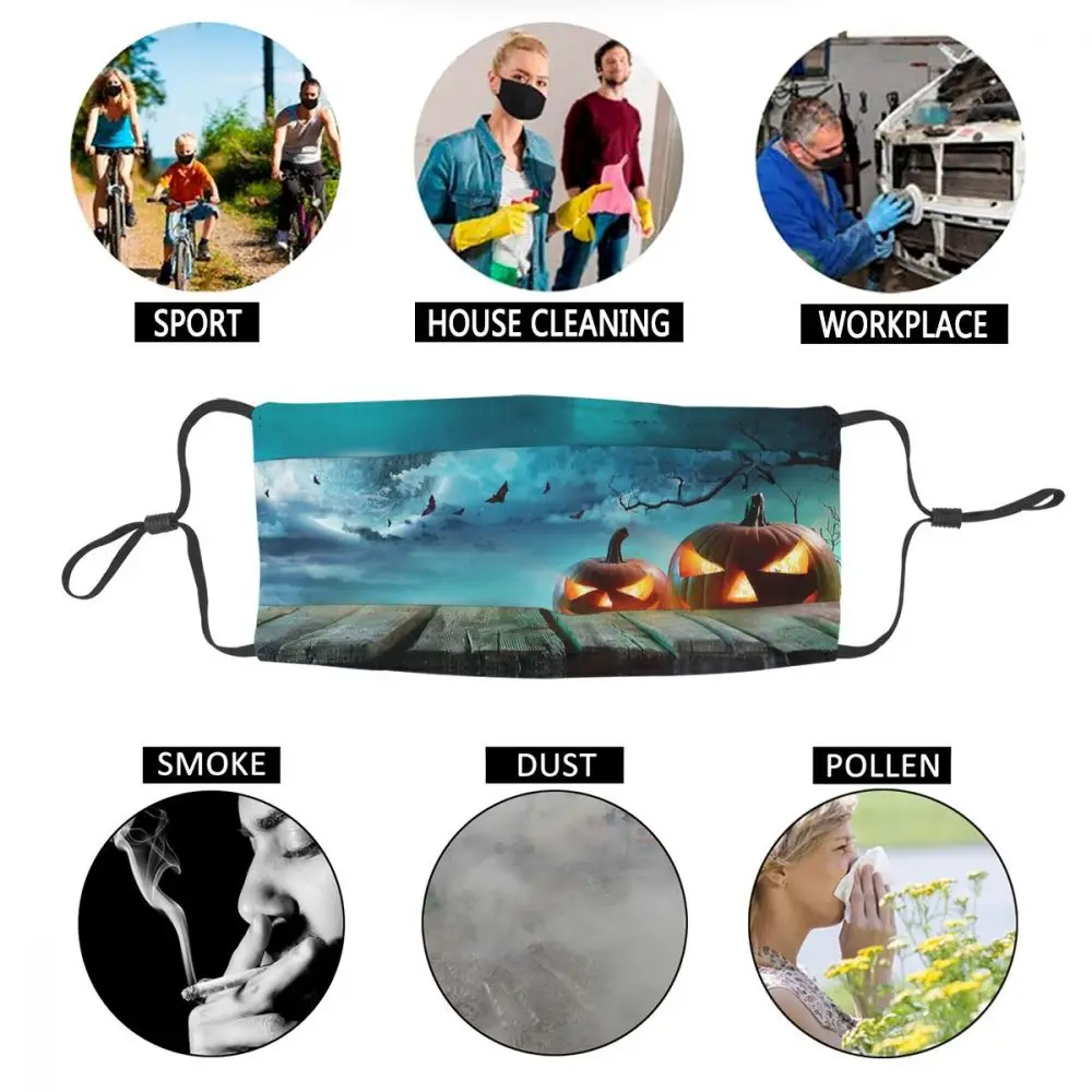 

Beautiful Halloween Non-Disposable Face Mask Pumpkin Spooky Horror Anti Haze Dust Mask Protection Mask Respirator Mouth Muffle