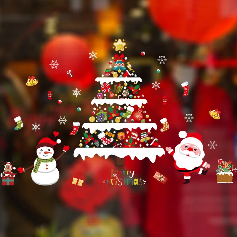 

Christmas Decoration Stickers Scene Layout Window Glass Window Stickers Window Flowers Wall Stickers