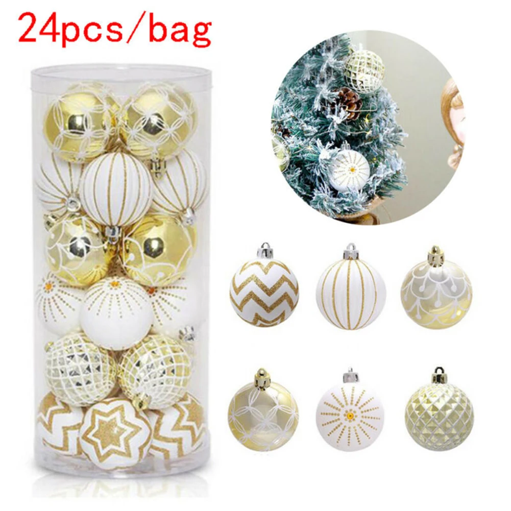 Подвесные шары на рождественскую елку 24 шт. 6 см шар из белого золота вечерние