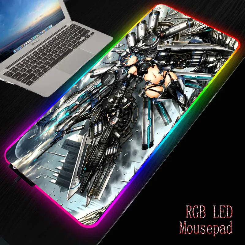 Большой мягкий игровой коврик для мыши MRGBEST с аниме сексуальной девушкой RGB со